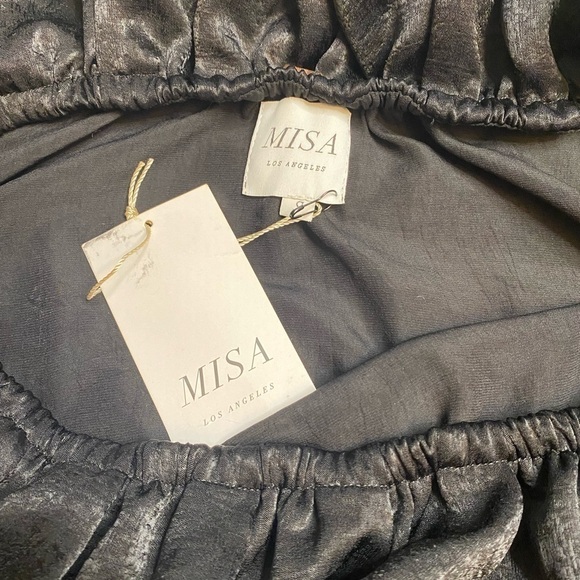 NWT MISA LOS ANGELES BLACK RUFFLE BLOUSE WITH FLUTTER SLEEVE DETAIL - Picture 6 of 10